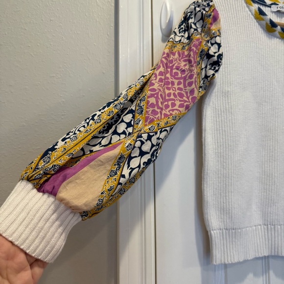 Fate Anthropologie Sweater Size Small Ivory Multi Media Sleeves Colorful Boho - Picture 5 of 10